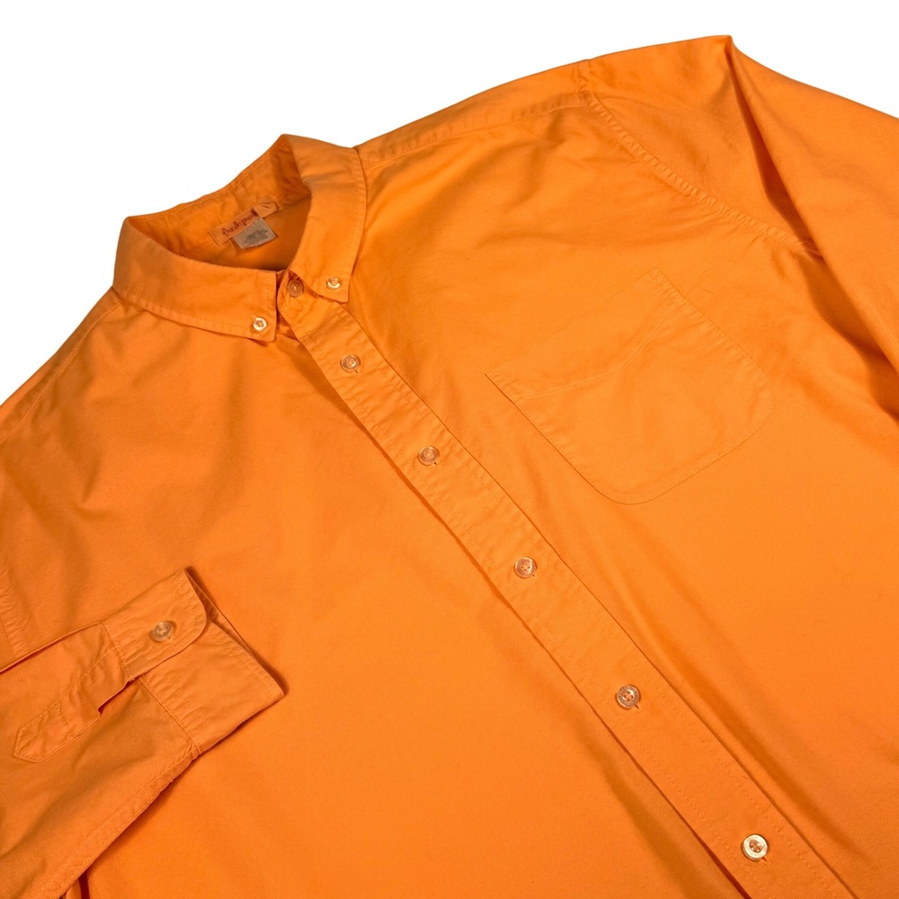 Fresh Produce Button Down Shirt XL Peach Long Sleeve Cotton Preppy Coastal Beach